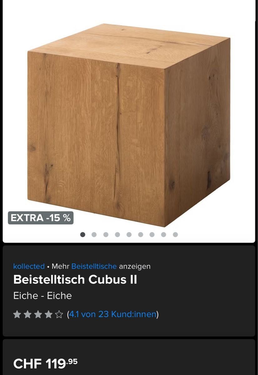 Tavoli: Beistelltisch Cubus aus Eiche, NP: 120 CHF – Usato da Aarau venduto da richdig 1