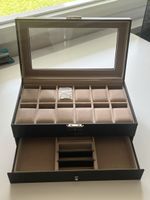 SONGMICS Uhrenbox für 12 Uhren mit Schmuckschublade