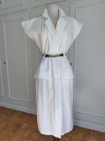Vintage Etam White Midi Peplum Dress Summer