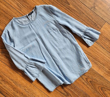 Leichte 3/4 Arm Jeansbluse Gr. 34 / 164 - wie neu!