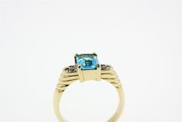 Vintage Aquamarin Diamant Ring in 14K Gelbgold *S3837