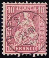 38, 1870, "Hasle", exakt zentrischer Zwergstempel "20 III"