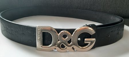 D&G Dolce Gabbana Leather Belt Black Silver Buckle 120cm