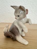 LLADRO Katze und Maus Porzellan Figur Katzenfigur