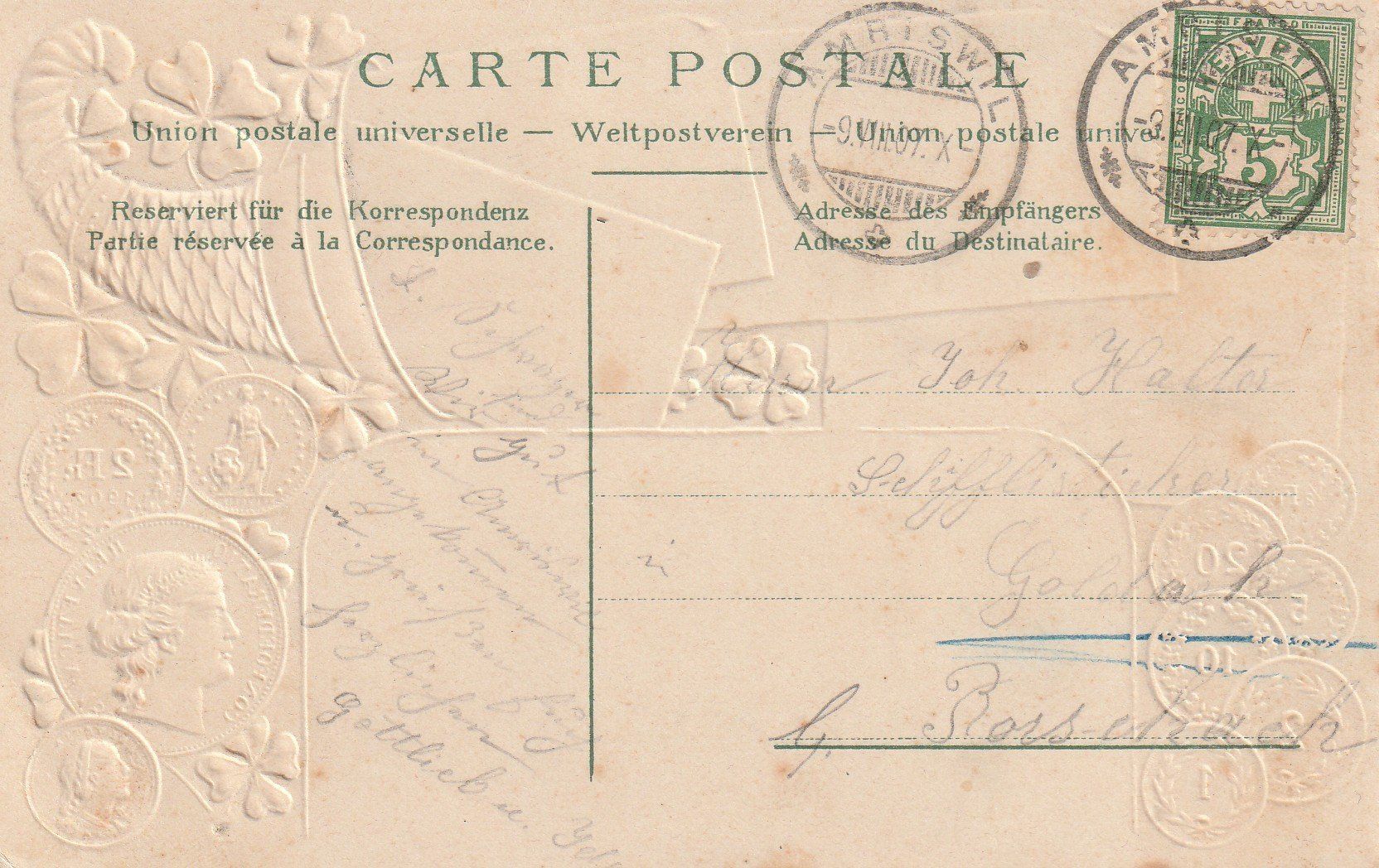 Cartoline postali: Amriswil Prägekarte – Usato da Rorschacherberg venduto da fratovi2 1