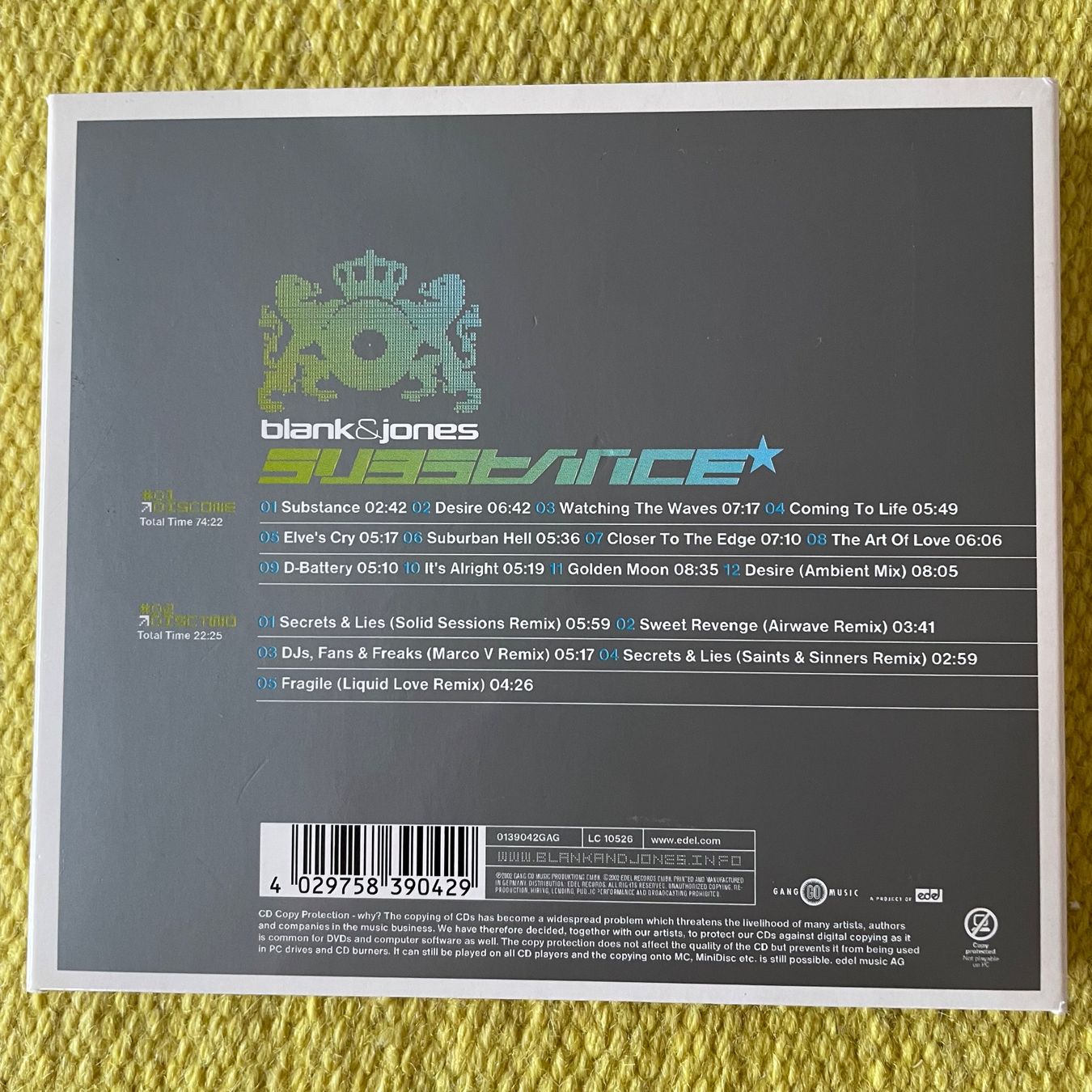 CDs: BLANK&JONES-2CD SUBSTANCE (DIGIPACK) – D'occasion à Rorschacherberg par CD-Roli 1