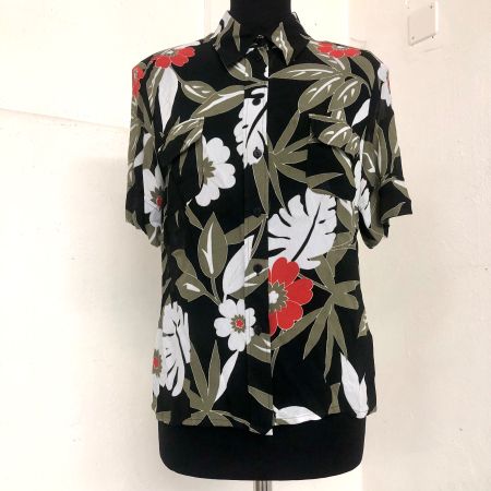 Vintage Hauber Hemd Bluse kurzarm, Grösse 38