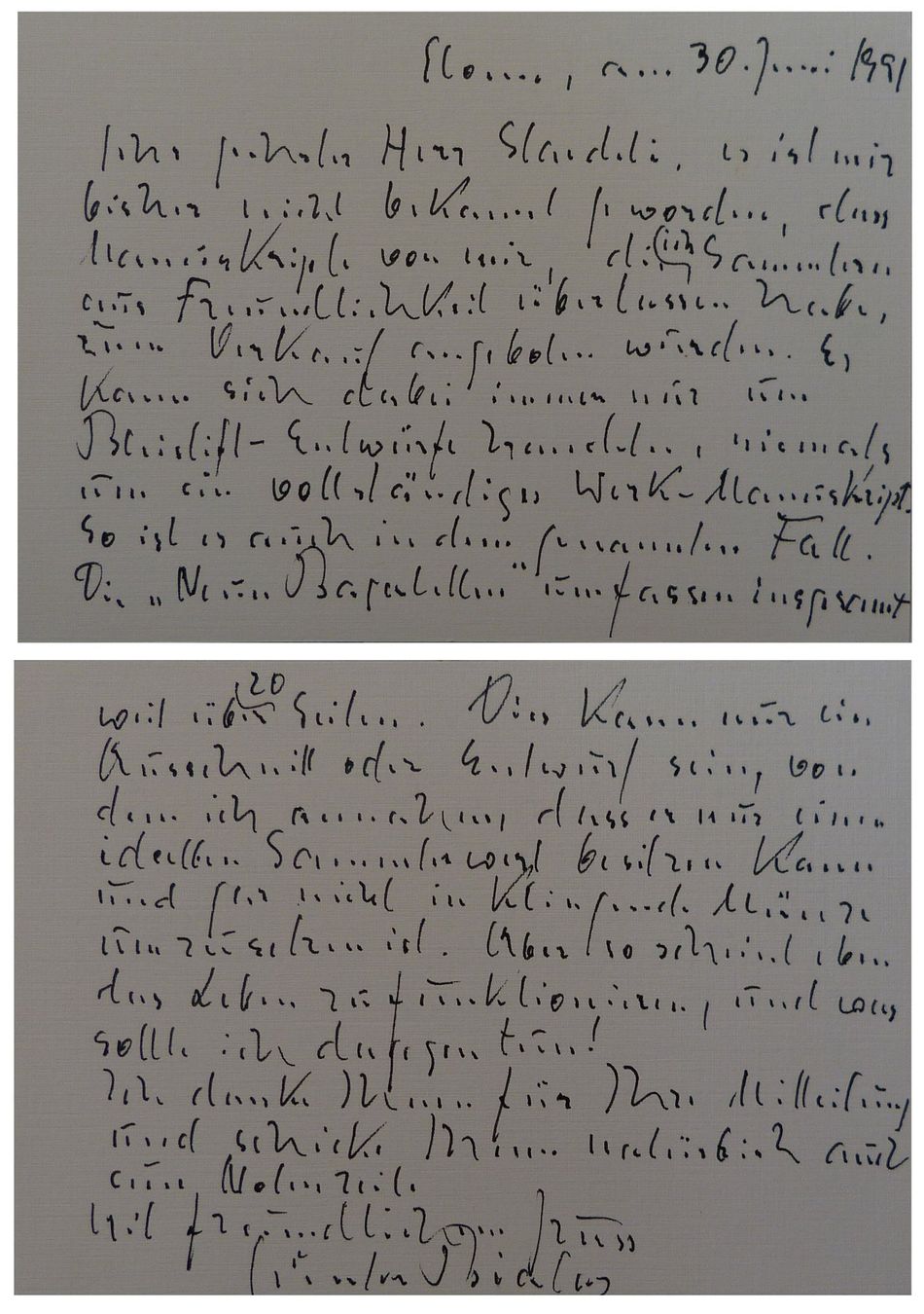 Autografi: Günter Bialas (1907-1995) Komponist - Autogramm – Usato da Dietikon venduto da cyranos1