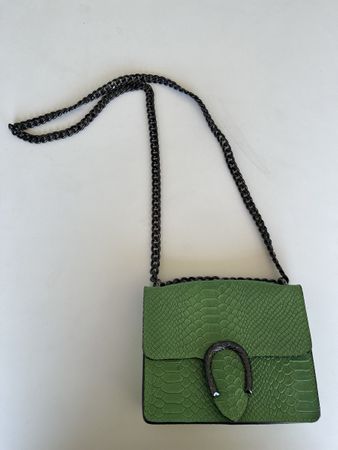 Grüne Handtasche, Schlangenoptik, Kette, Top Zustand!