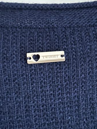 Warmer edler Strickpullover Wolle blau von TWINSET