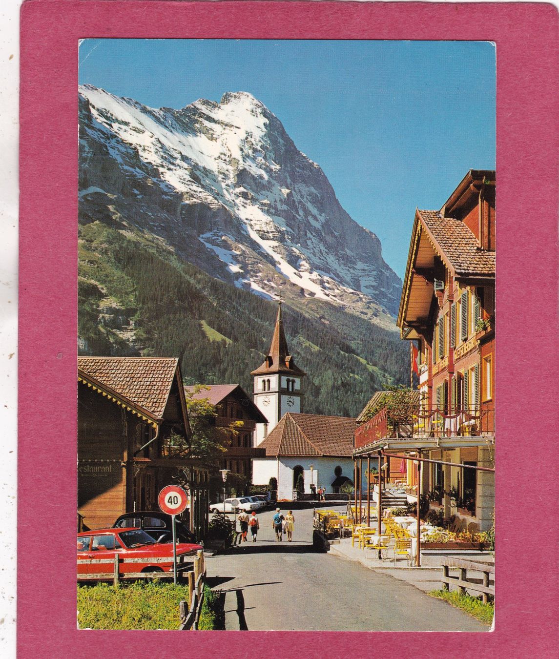 Cartoline postali: Grindelwald Kirche mit Eiger 1982 – Usato da Herisau venduto da Lisegrat2008