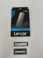 Lexar NVMe-Gehäuse + Samsung 256GB NVMe SSD + 8GB DDR4 RAM
