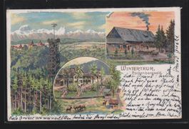 Winterthur Eschenbergwald   - 3-Bild Litho, gest. 31.12.1902
