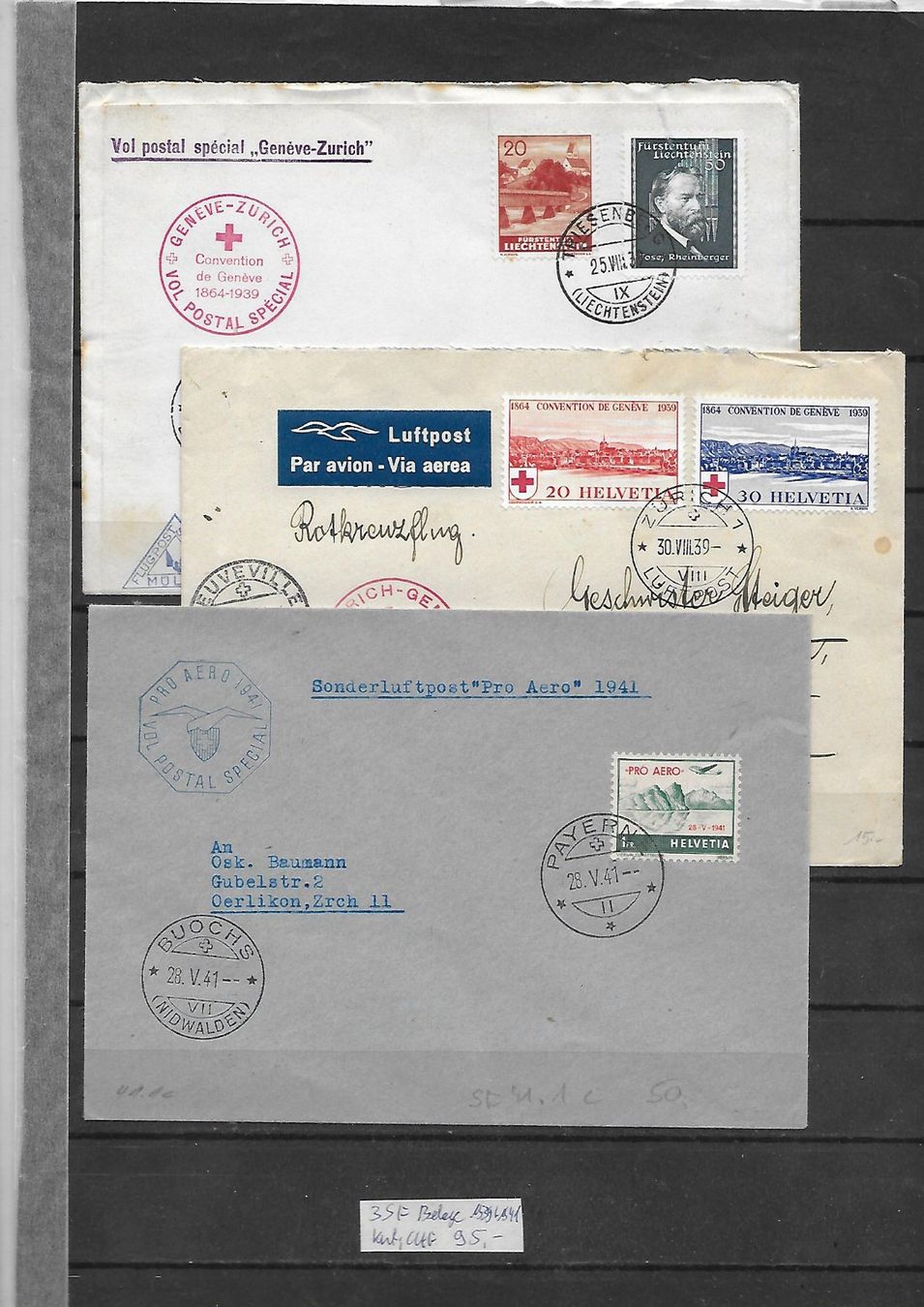Tous les timbres: 3 SF Belege 1939 + 1941 Kat: CHF 95.- – D'occasion à Basel par Ilp