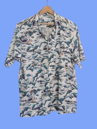 Lacoste Hawaiian Shirt Men's XL FR 44 Greetings From France 