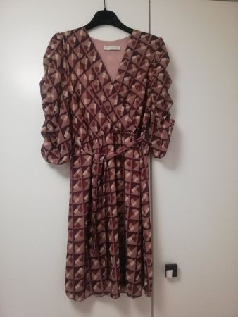 Abito vintage fantasia geometrica, taglia M - elegante!