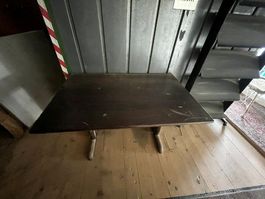 Holztisch dunkel massiv rechteckig gebraucht Zustand