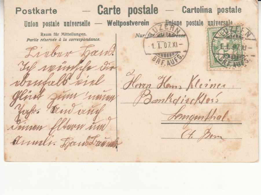 Cartoline postali: Luzern 1907 – Usato da Bürglen TG venduto da StampGraf 1