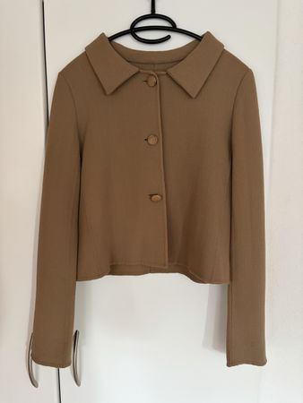 Damen kurze Blazer 100% Wolle beige Grösse 36