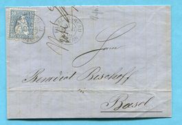 Faltbrief von Luzern nach Basel 1867