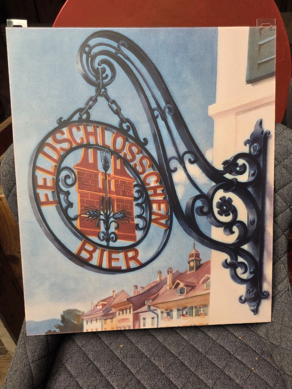 Feldschlösschen Schilder: Schild Feldschlösschen Bier neu 42x50cm – Gebraucht aus Kriens von Clevero
