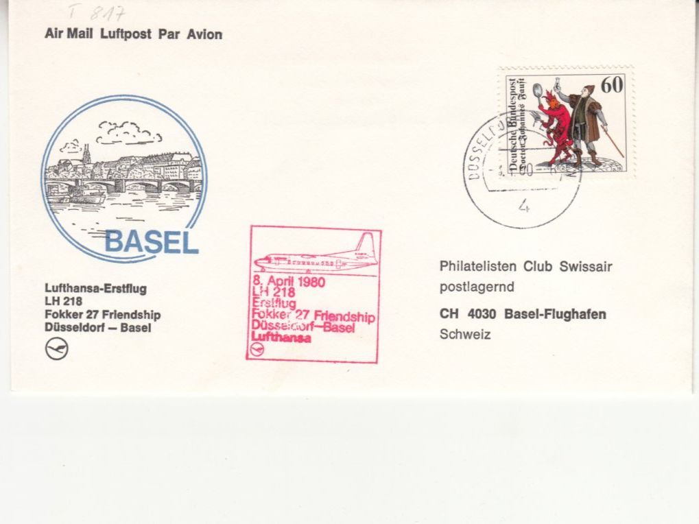 Tutti i francobolli: SLH RF 80.13 a Düsseldorf - Basel – Usato da Bürglen TG venduto da StampGraf