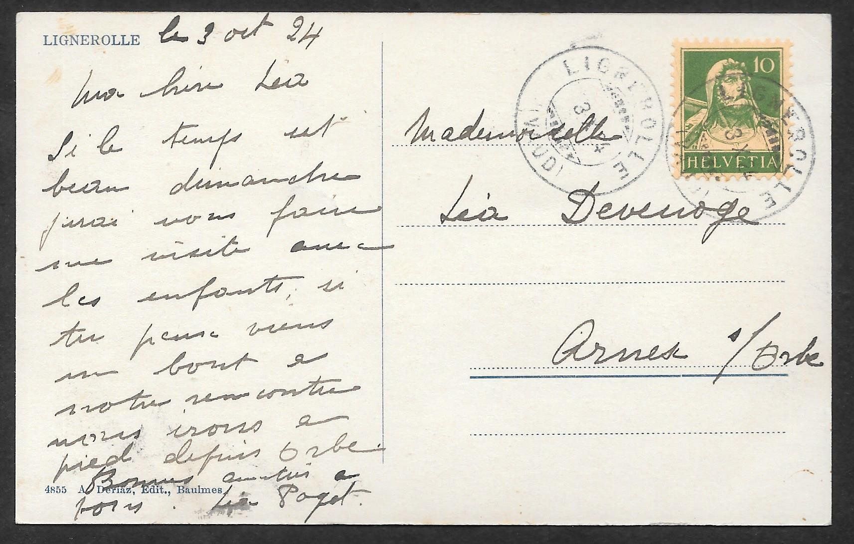 Cartoline postali: Lignerolle Gesamtansicht – Usato da Olten venduto da clotaldi 1