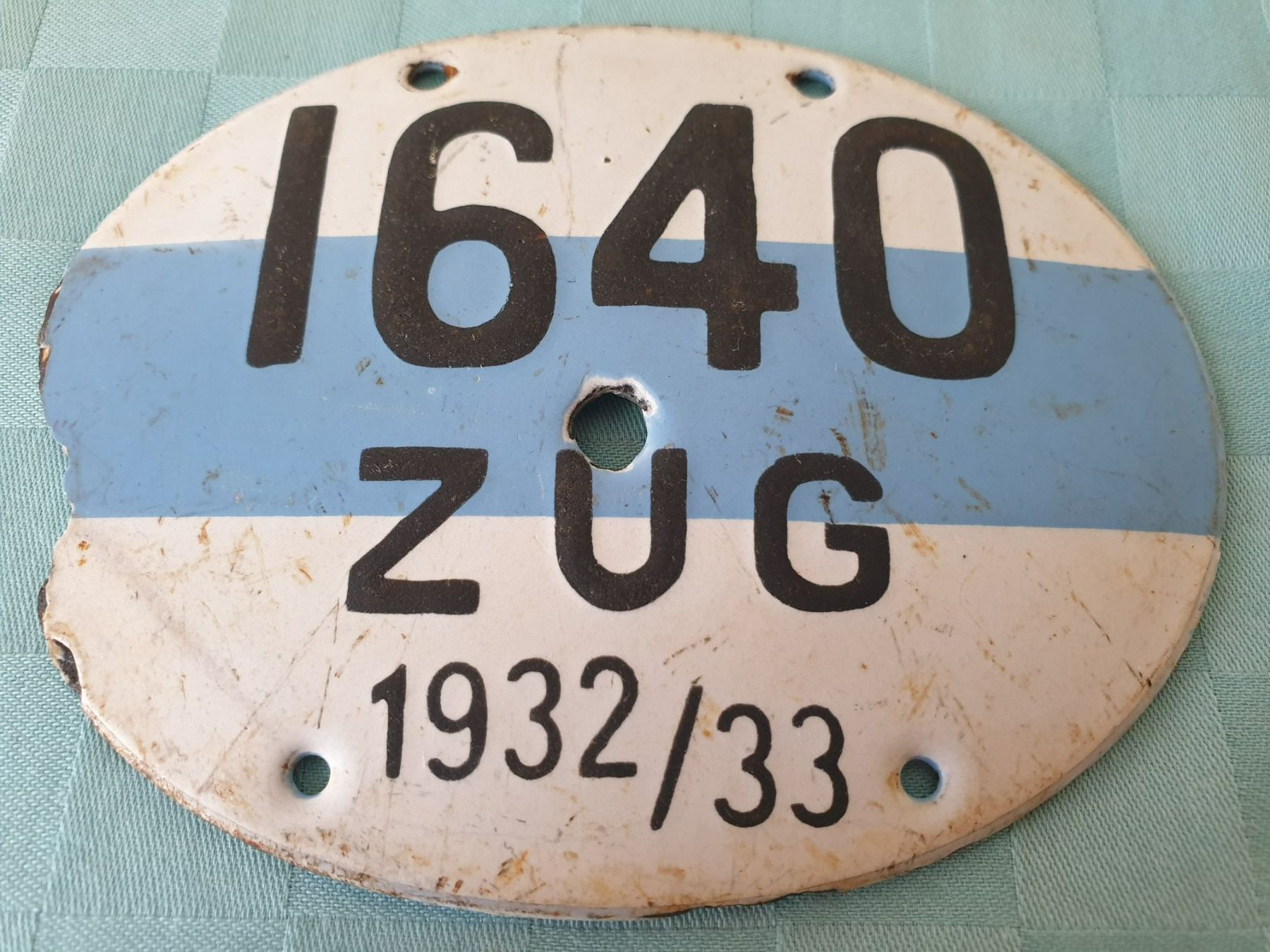 Ecriteaux: Velonummer Email 1640 ZUG 1932 /33 – D'occasion à Mörschwil par spirspi