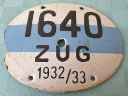 Velonummer Email 1640 ZUG 1932 /33
