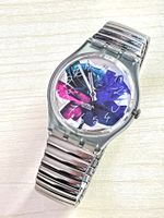 Swatch Damenuhr, Vintage, Blumendesign, Top Zustand!
