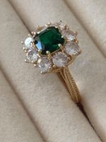 Luxus Elegante Gr.18,5/8,5 Ring Farbe: Gold Grün Weiss