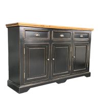 Elegantes Sideboard Schwarz mit Holzplatte – Klassisch, Stil