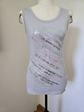 Carlo Colucci Top Gr. 34 – Grau Pailletten Tanktop Y2K 