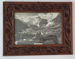 Antikes Saas-Fee Foto in wunderschönen Holz Rahmen Vintage