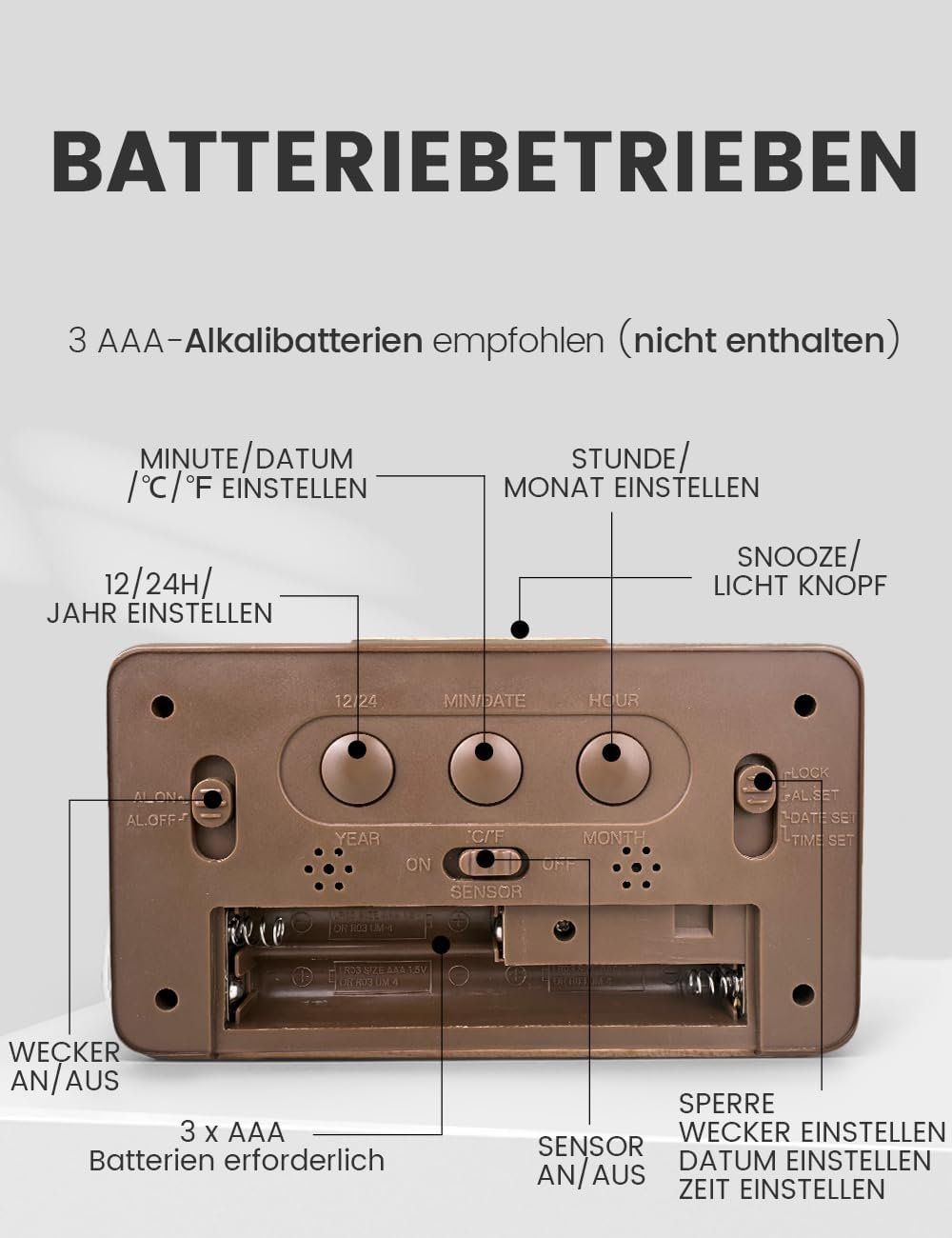 Sveglie: Digital Wecker aus Holz Mit Großer LCD Display – Nuovo (secondo la descrizione) da Thun venduto da nuonuo 5