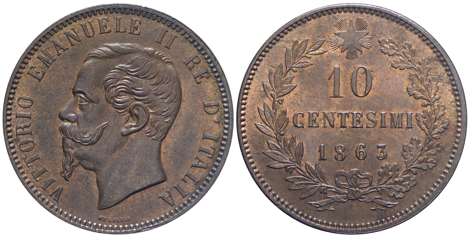 Tutti le monete: Italien, 10 Centesimi 1863 – Usato da Lugano venduto da Numisartes