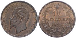 Italien, 10 Centesimi 1863