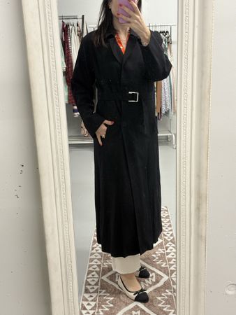 MaxMara Trenchcoat dunkelblau Gr. 38 Wolle blau Mantel lang