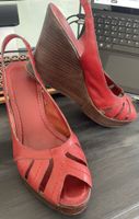 RETRO! Red Leather Wedges Size 38 Shoes