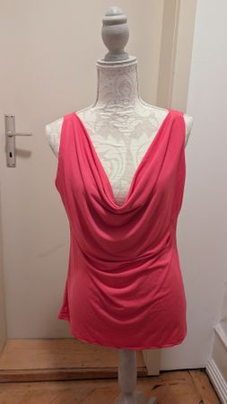 Damen Top pink Grösse M/L mit Raffung Made in Italy