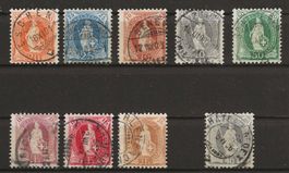 1900-04 :Stehende Helvetia Nr. 66E - 75E + 76F : KP 710.--