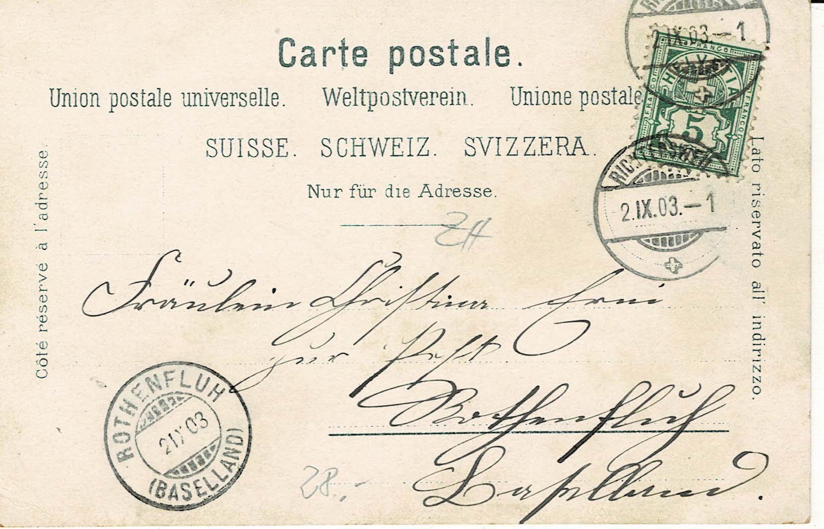 Cartoline postali: RICHTERSWEIL ZH gel. 1903! – Usato da Hergiswil NW venduto da Kartenfrau 1
