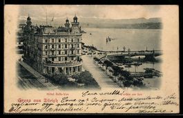AK Zürich, Hôtel Belle-Vue, Partie am See