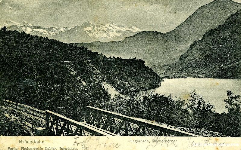 Cartoline postali: Lungern - Lungernsee Brünigbahn + 1903 – Usato da Emmenbrücke venduto da teestube