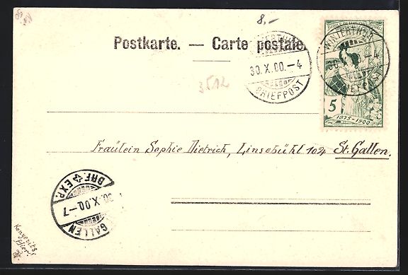 Cartoline postali: Winterthur, Wartstrasse mit Haus des Con – Usato da Berlin venduto da bartko-reher 1