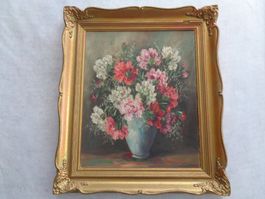 OELGEMÄLDE BLUMENSTRAUSS SIGNIERT UNLESERLICH