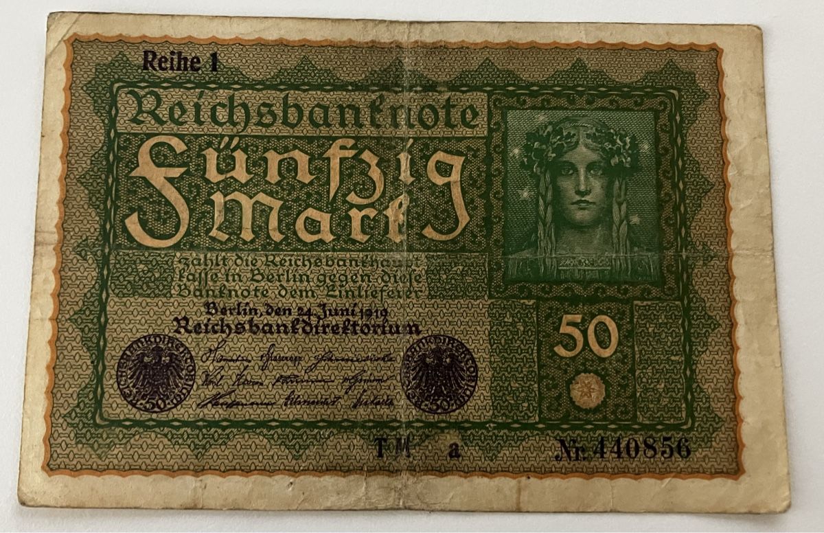 Banconote: Deutschland 50 Mark 1919 – Usato da Algetshausen venduto da Carrhard