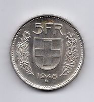(84) Schweiz, 5 Franken 1948, Tell,  top stgl