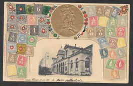 Baden Kasino Prägekarte mit Briefmarken