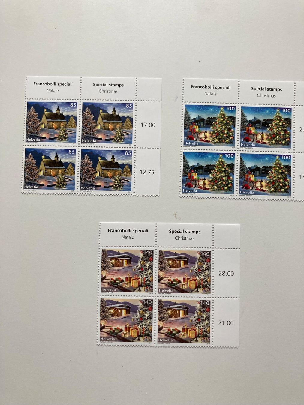 Tutti i francobolli: Weihnachtsbriefmarken 4-Blöcke postfrist 2008 - 2011 – Nuovo e nell'imballaggio originale da Emmenbrücke venduto da T-Towel 3